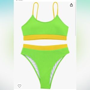 Lilosy Ribbed High Waisted Tummy Control Cheekly Swimsuit 2 Piece